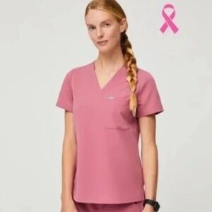 Figs Catarina One-Pocket Scrub Top™ - BREAST CANCER AWARENESS, QUARTZ
